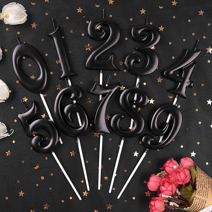 PHD CAKE 2.76 Inch Elegant Black 5 Number Birthday Candles, Black Number Candles, Cake Number Candles, Party Celebration