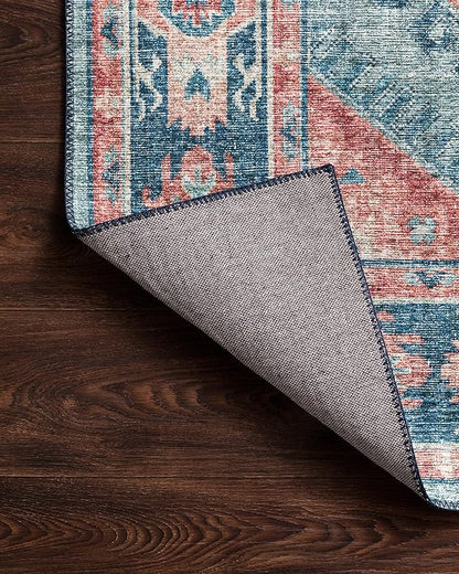 Loloi Skye Collection SKY-03 Turquoise/Terracotta 7' x 9' Oval Area Rug