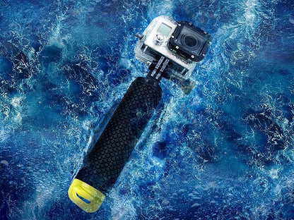 Waterproof Floating Hand Grip Compatible with GoPro Hero 12 11 10 9 8 7 6 5 4 3+ 2 1 Session Black Silver Camera Handler & Handle Mount Accessories Kit for Water Sport and Action Cameras (Yellow)