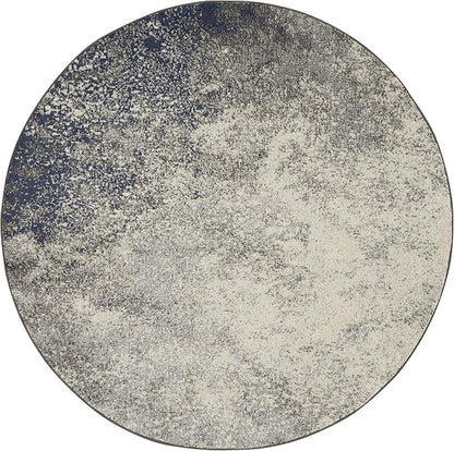 Nourison Home Passion Charcoal/Ivory 5'3'' x Round Area-Rug, Modern, Abstract, Easy-Cleaning, Non Shedding, Bed Room, Living Room, Dining Room, Kitchen, (5' Round)