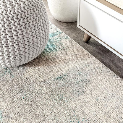 JONATHAN Y Modern Abstract Vintage Cream/Blue 4x6 Oval Indoor Area Rug, Contemporary POP, Transitional, Easy-Cleaning for Living Room, Bedroom, Kitchen, Pet Friendly, Non-Shedding (CTP104A-4OV)