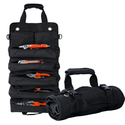 AASTT Portable Foldable Roll Up Tool Bag – 5 Compartments & 2 Detachable Pouches, Waterproof