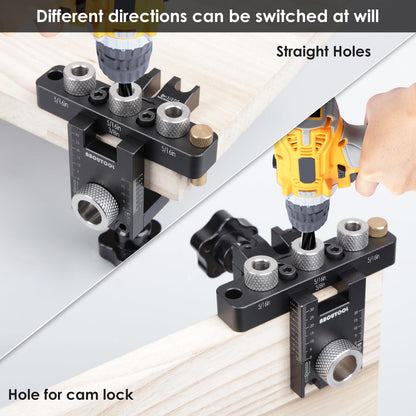 Aboutool Self-Centering Doweling Jig Kit – 3-Size Drill Bits & Portable Organizer Bag