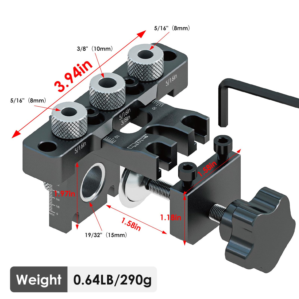 Aboutool Self-Centering Doweling Jig Kit – 3-Size Drill Bits & Portable Organizer Bag