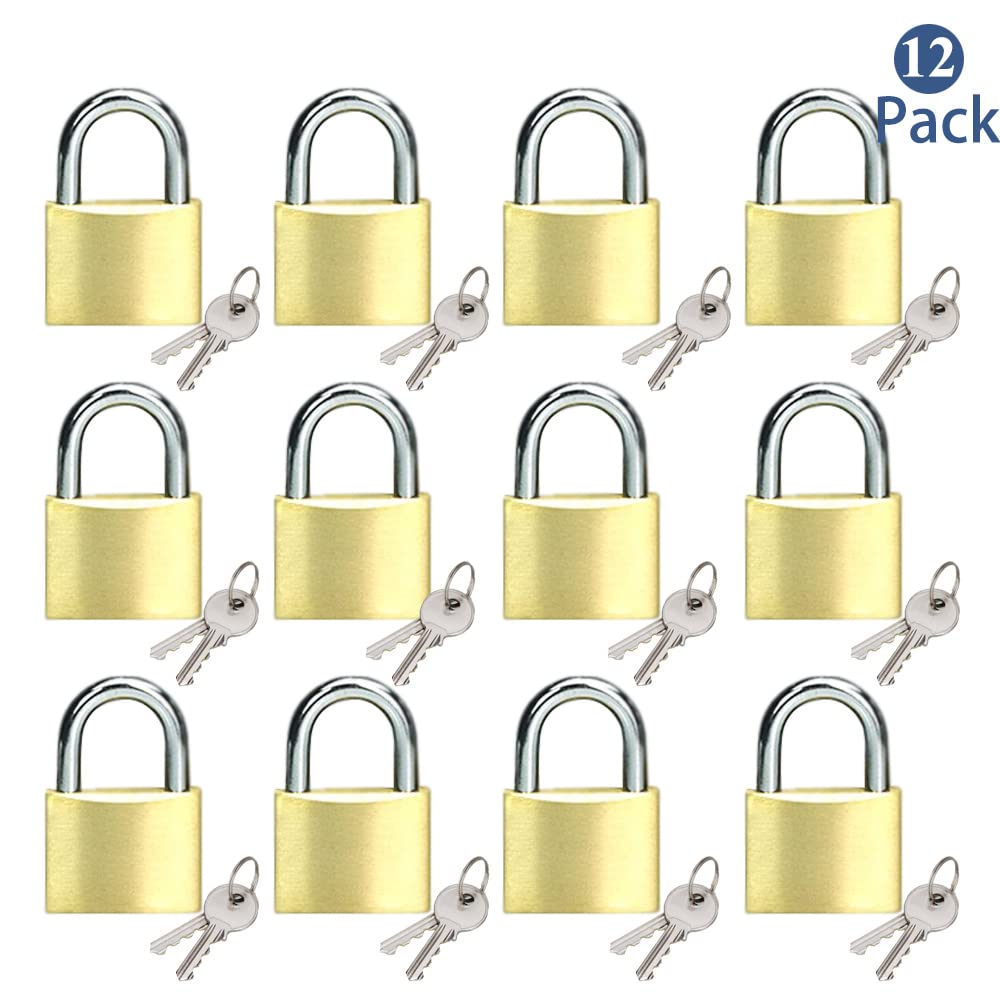 ABRA FOX Solid Brass Padlocks 12-Pack – Keyed Alike, 25mm Lock Body