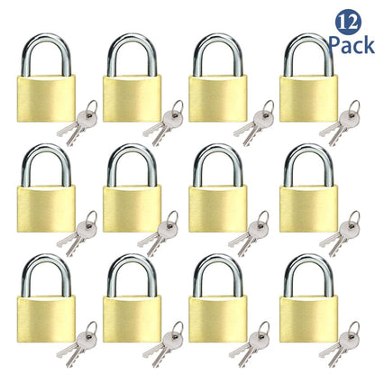 ABRA FOX Solid Brass Padlocks 12-Pack – Keyed Alike, 25mm Lock Body