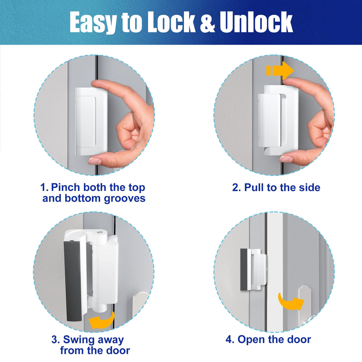 AceMining 2Pack Door Reinforcement Lock — 800lbs, White, 5-Minute Install