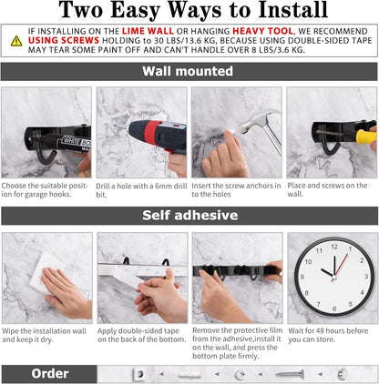 AceMining Black 5 Racks & 4 Hooks Mop Holder Wall Mount – Stainless Steel