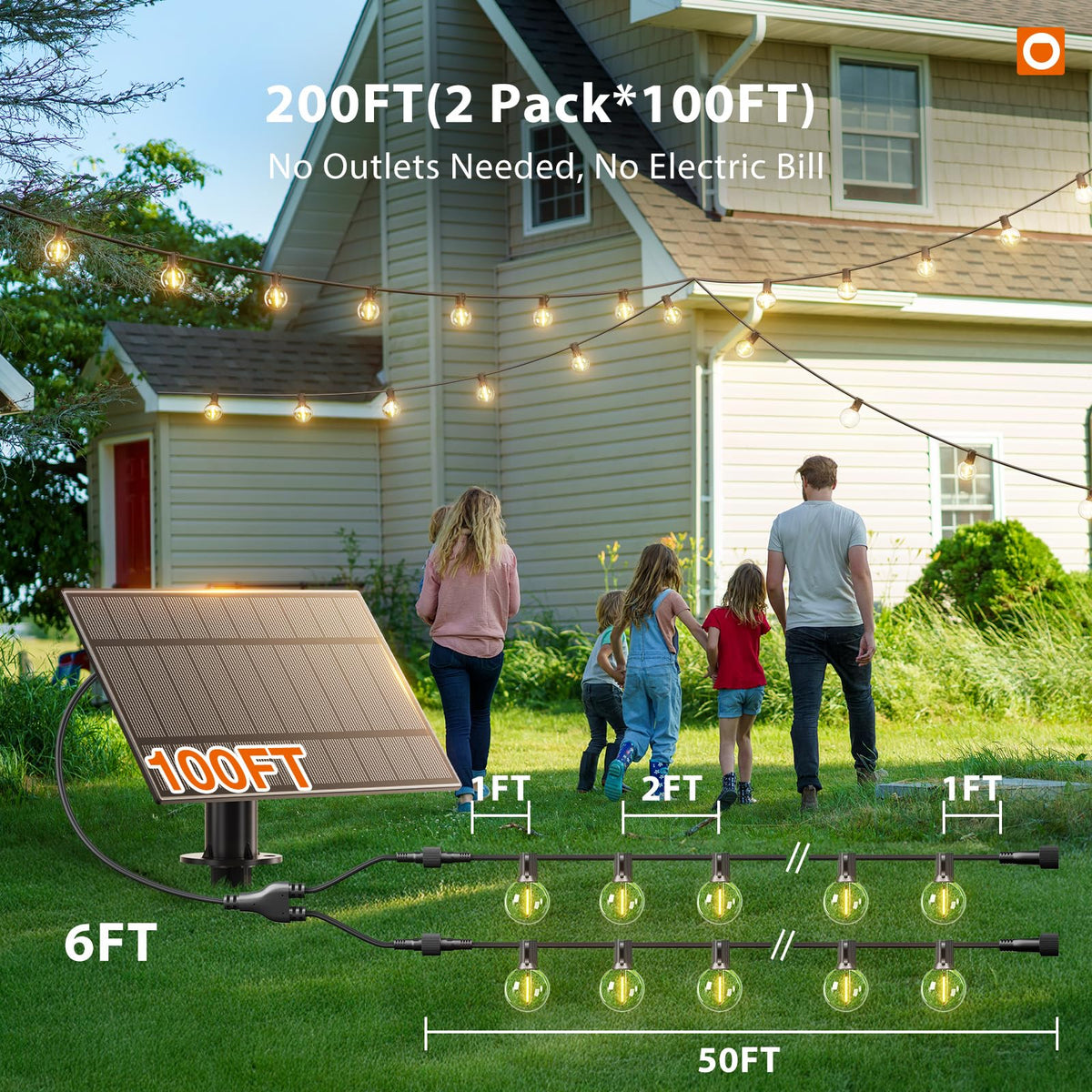addlon 200FT Solar String Lights (2 Pack) – 108 LED, Remote, Dimmable