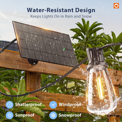 addlon 102FT Solar String Lights Outdoor with Remote – 52 LED Dimmable, Waterproof