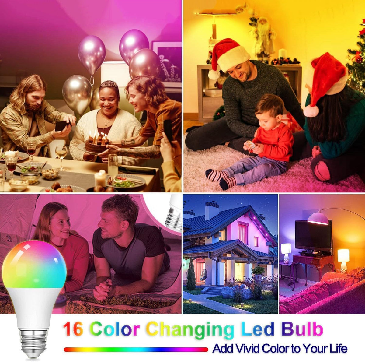 AFINSEA 4 Pack RGBW LED Bulbs with Remote — 16 Colors, Dimmable, E27