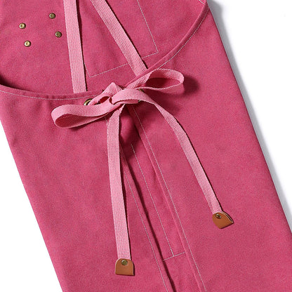 AFUN Chef Apron Pink – Cross-Back 16-Oz Cotton Canvas with Oversized Pockets