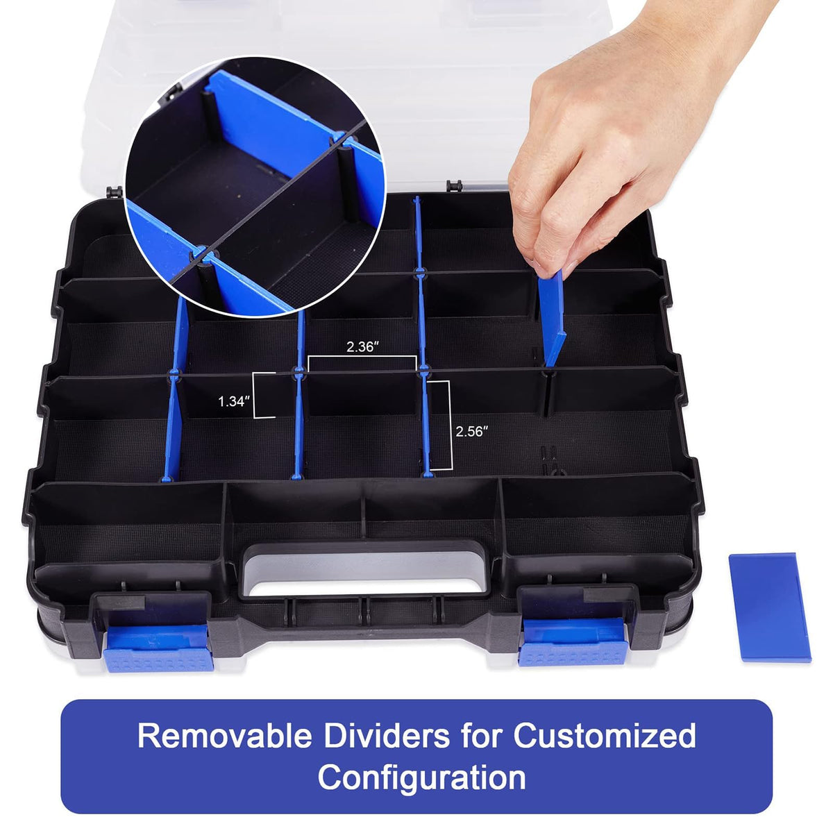 AIDY-PRO Hardware Organizer Box 34 Compartments – Removable Dividers, Double-Sided Tool Box (2-Pack)
