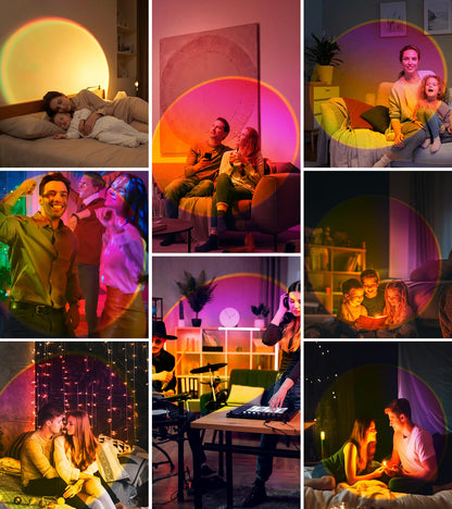 AIHYING Sunset Lamp Projector – 360° Rotatable, App-Controlled Multicolor Rainbow LED