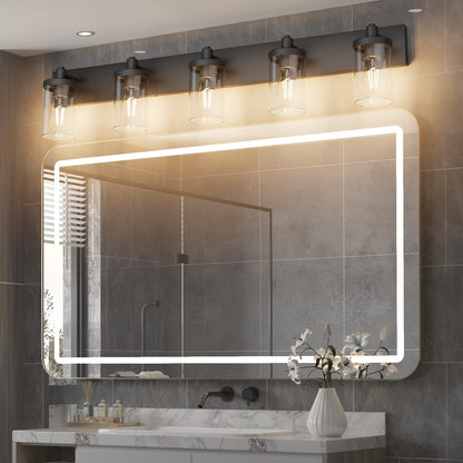 Aipsun Matte Black Vanity Light — 5 Lights Over Mirror (Industrial)