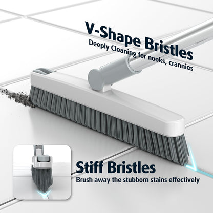 AIR U+ Grout Brush with Long Handle – 180° Swivel, V-Shape Scrub for Grout Lines