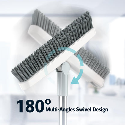 AIR U+ Grout Brush with Long Handle – 180° Swivel, V-Shape Scrub for Grout Lines