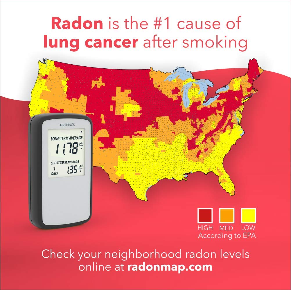 Airthings Corentium Home Radon Detector – Portable, Battery-Powered (USA, pCi/L)