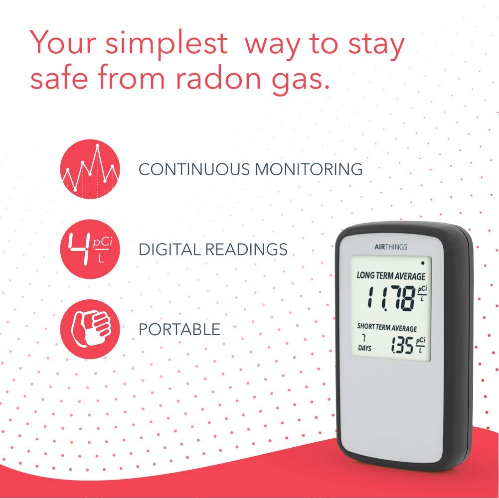 Airthings Corentium Home Radon Detector – Portable, Battery-Powered (USA, pCi/L)