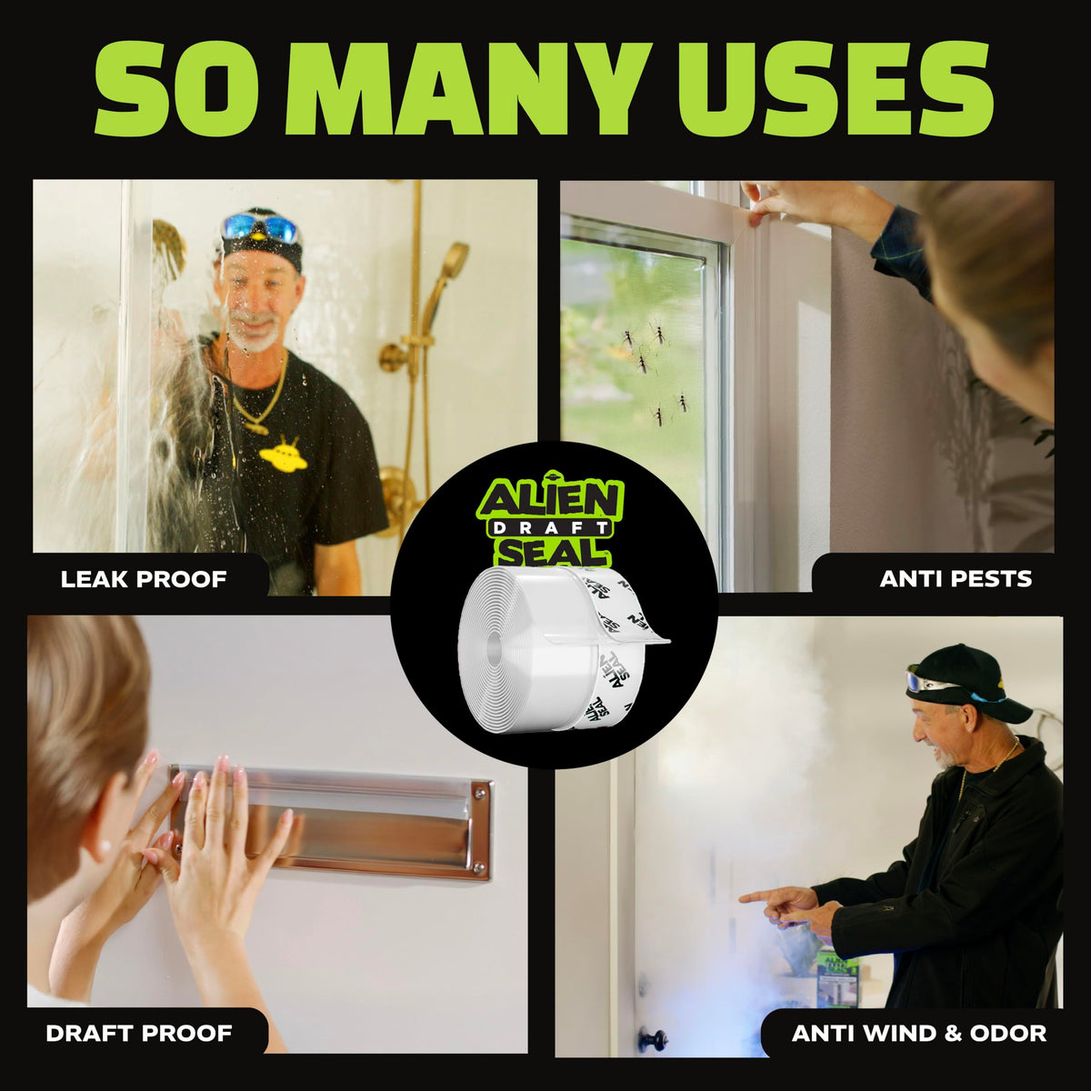 Alien Draft Seal Set — 49 Ft Anti-Draft Adhesive Flaps for Doors & Windows | ALIEN TAPE