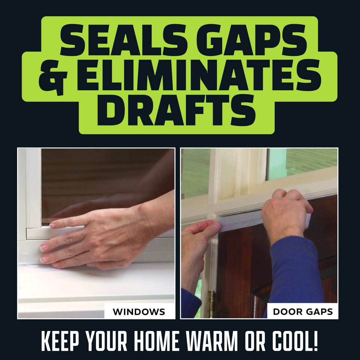 Alien Draft Seal Set — 49 Ft Anti-Draft Adhesive Flaps for Doors & Windows | ALIEN TAPE
