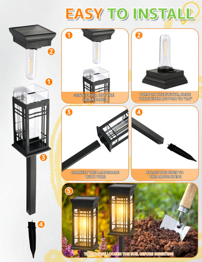 ALLIVING 8 Pack Solar Lights Outdoor – Waterproof Pathway Lights for Yard & Garden