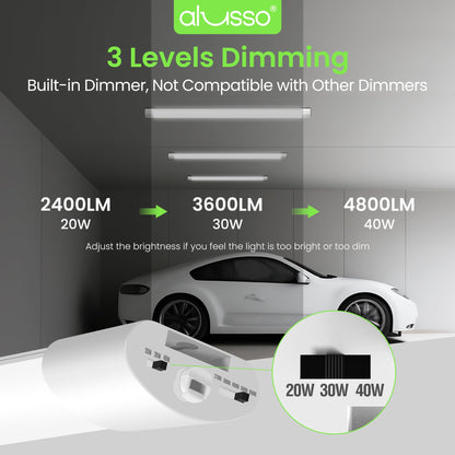 ALUSSO LED Shop Lights 4FT – 4800LM, 5 Color Temps, Linkable, ETL, 4-Pack