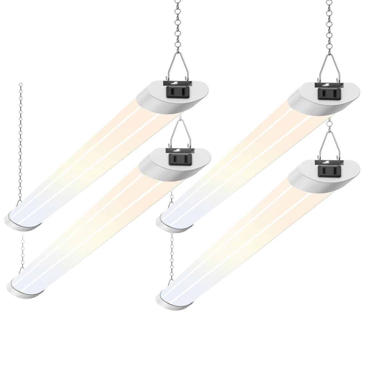 ALUSSO LED Shop Lights 4FT – 4800LM, 5 Color Temps, Linkable, ETL, 4-Pack