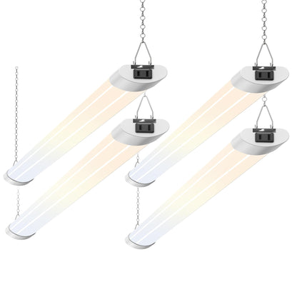 ALUSSO LED Shop Lights 4FT – 4800LM, 5 Color Temps, Linkable, ETL, 4-Pack