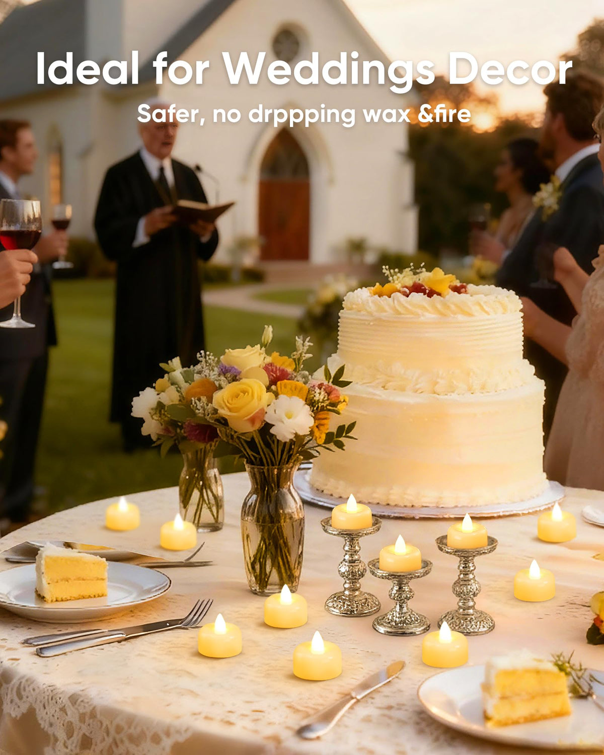 Amagic 100Pack Flameless LED Tea Lights Candles – Battery Operated Tealights for Home, Weddings, Events