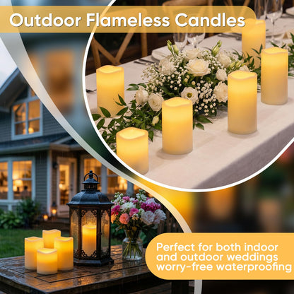 Amagic 3x6 Outdoor Waterproof Flameless Candles – Remote & Timer, Battery-Operated, Ivory (Set of 6)