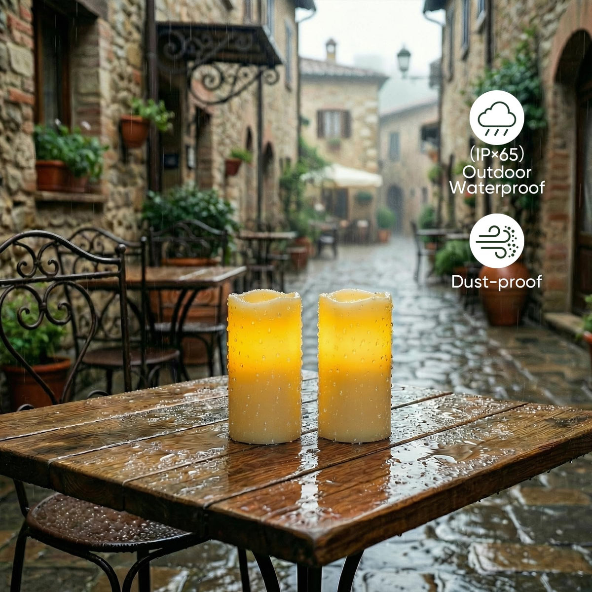 Amagic 3x6 Outdoor Waterproof Flameless Candles – Remote & Timer, Battery-Operated, Ivory (Set of 6)