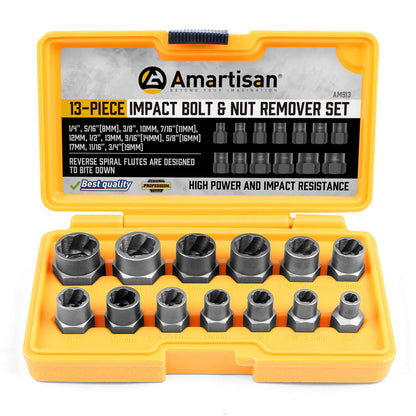 Amartisan Impact Bolt Extractor Tool – 13-Piece Nut Removal Socket Set