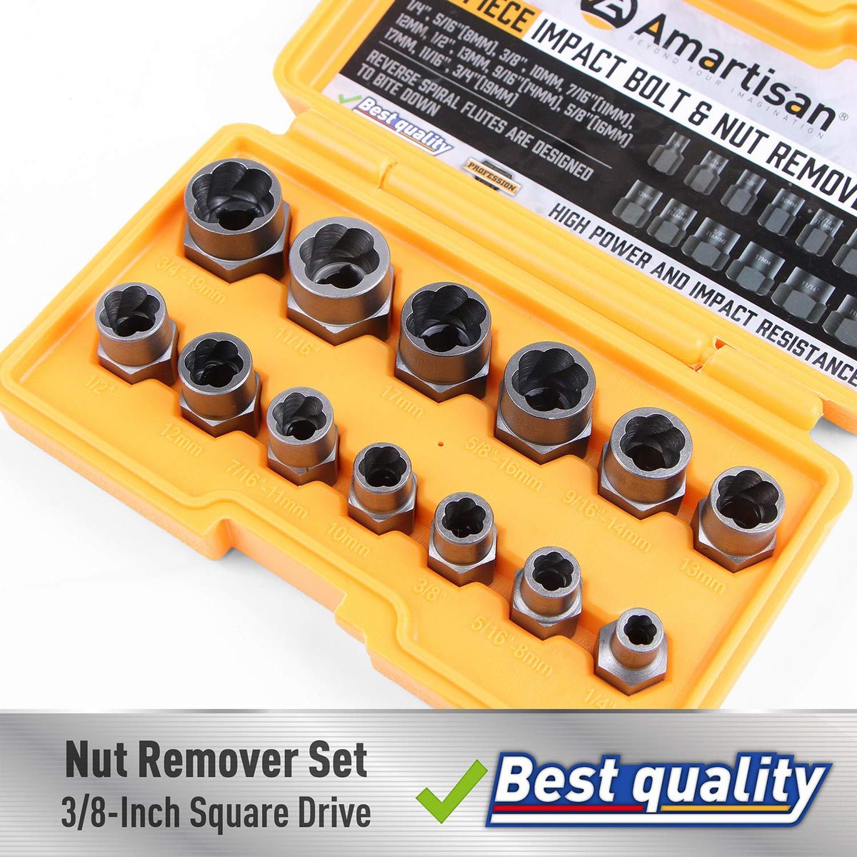 Amartisan Impact Bolt Extractor Tool – 13-Piece Nut Removal Socket Set