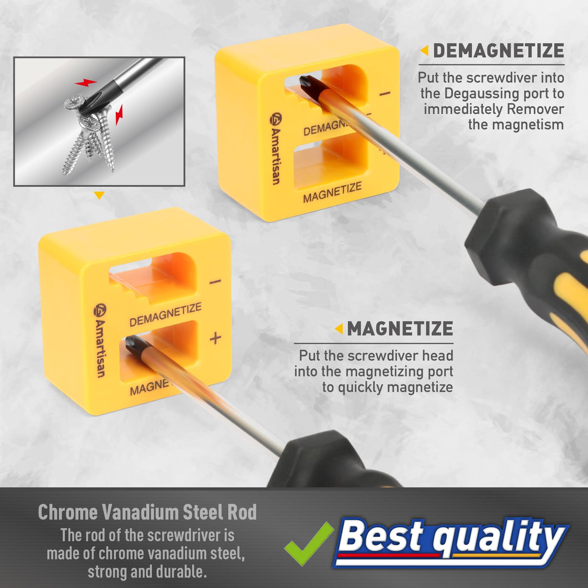 Amartisan 43-Piece Magnetic Screwdriver Set in Case | Precision & Magnetizer