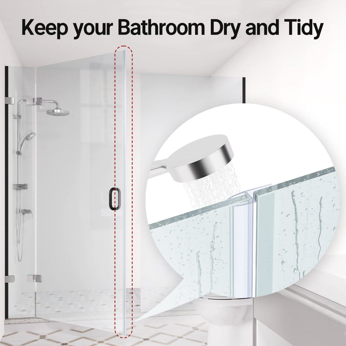 AmazerBath 5-Section Shower Door Side Seal Strip for 3/8