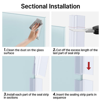 AmazerBath 5-Section Shower Door Side Seal Strip for 3/8