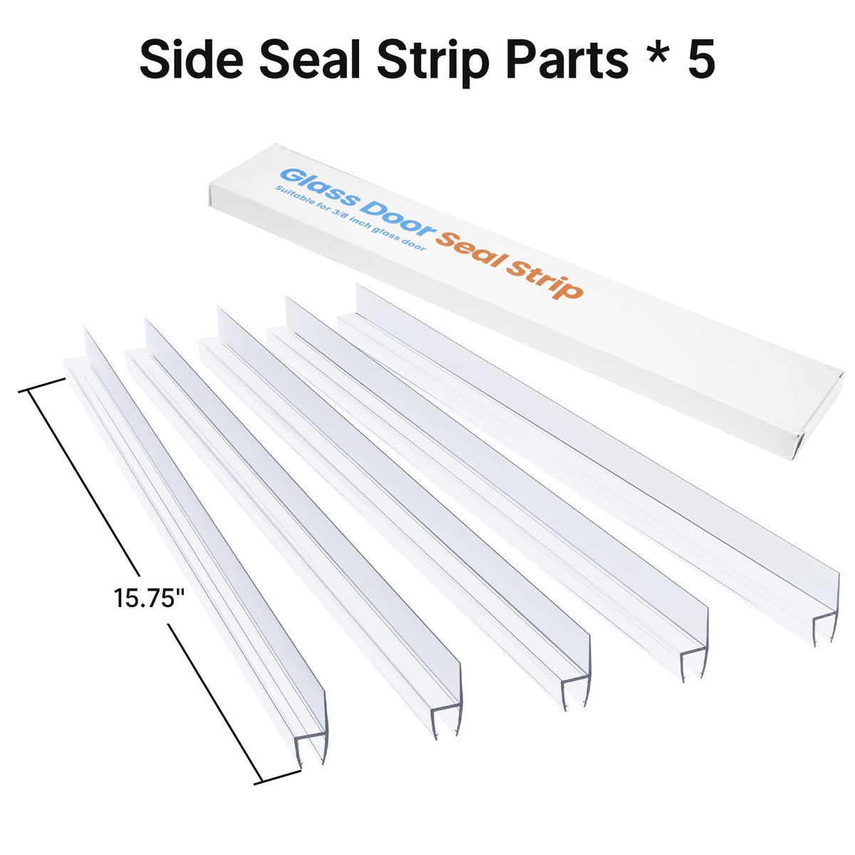 AmazerBath 5-Section Shower Door Side Seal Strip for 3/8