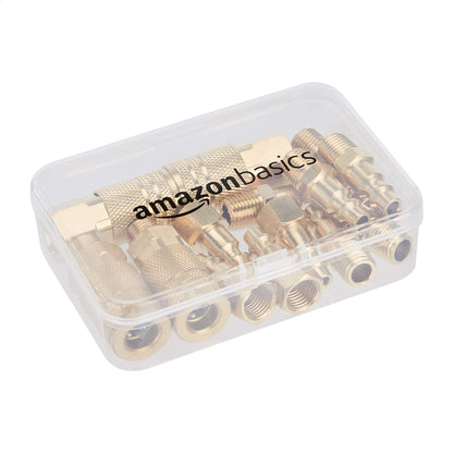 Amazon Basics Quick Connect Brass Air Coupler and Plug Kit – 1/4-Inch NPT, 14-Piece