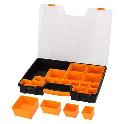 Amazon Basics 19-Removable Compartment Small Parts Organizer – Portable Hardware Storage Box