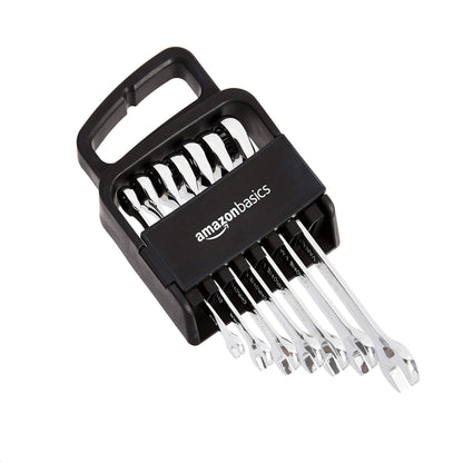 Amazon Basics 7-Piece Metric Ratcheting Wrench Set – Chrome Finish