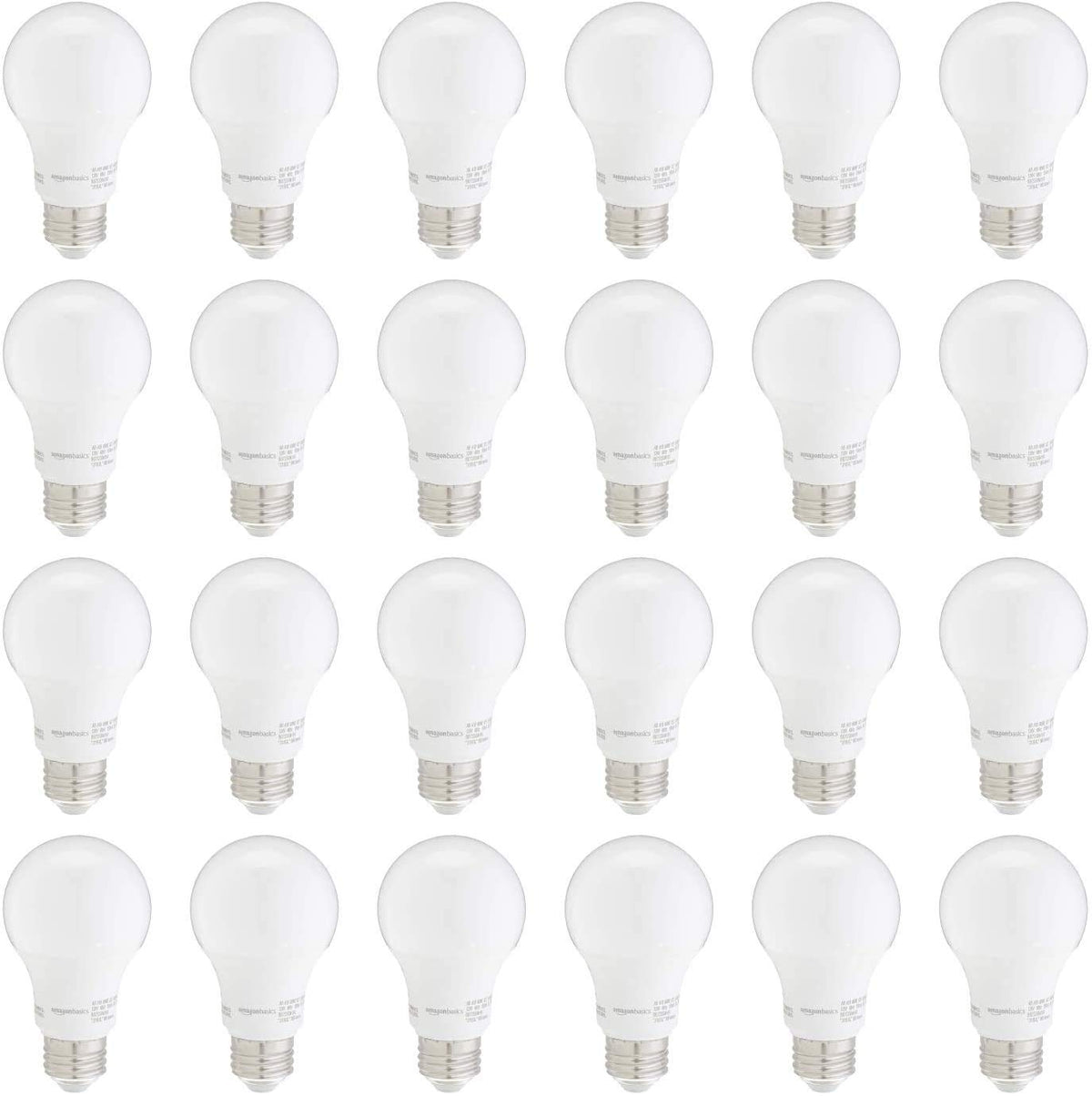 Amazon Basics A19 LED Light Bulbs – 60W Equivalent, Warm White 3000K, 9W, 24-Pack