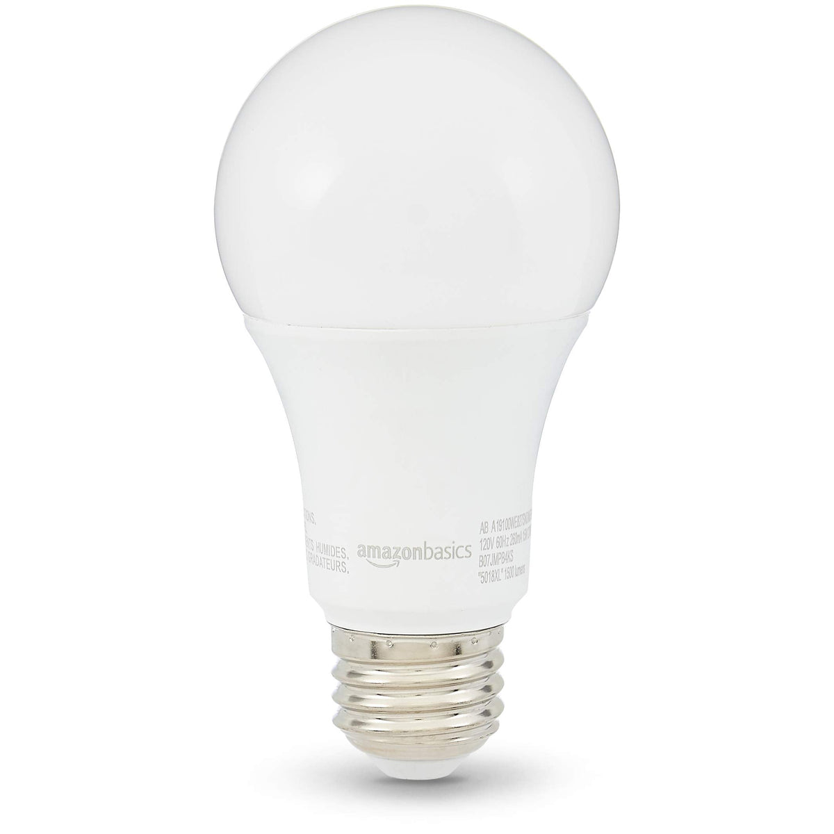 Amazon Basics A19 LED Light Bulbs – 100W Equivalent, 15W, Soft White 2700K, E26 Base, 6-Pack