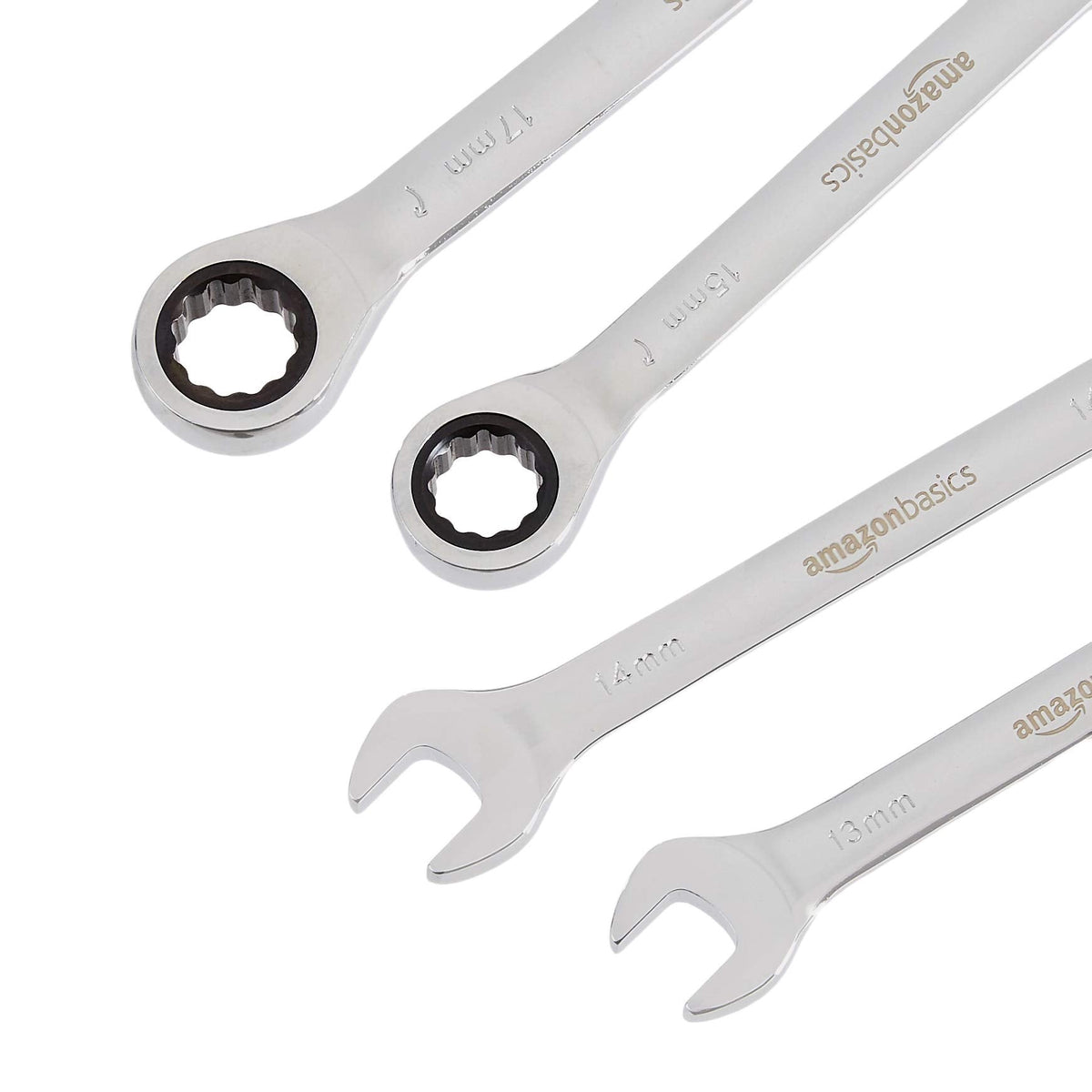 Amazon Basics 7-Piece Metric Ratcheting Wrench Set – Chrome Finish