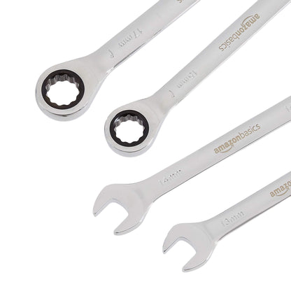 Amazon Basics 7-Piece Metric Ratcheting Wrench Set – Chrome Finish