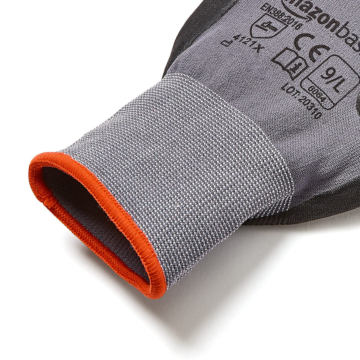 Amazon Basics Micro-Foam Nitrile Coated Work Gloves | Size Large (9) | 6-Pack