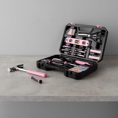 Amazon Basics 142-Piece Tool Kit with Storage Case – Pink