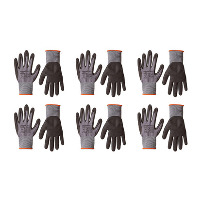 Amazon Basics Micro-Foam Nitrile Coated Work Gloves | Size Large (9) | 6-Pack