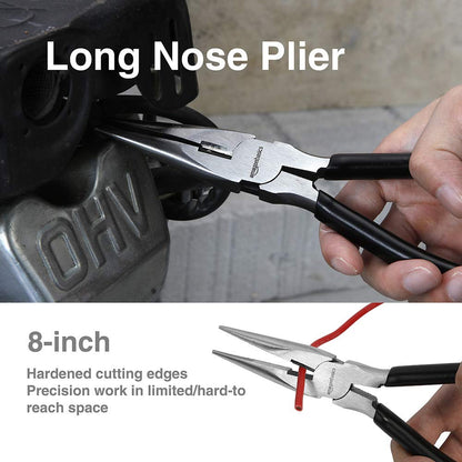 Amazon Basics Pliers Set – 4-Piece Precision Hand Tools (Needle Nose, Slip Joint, Lineman, Diagonal)