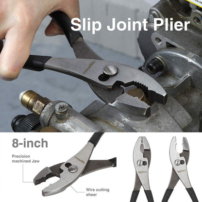 Amazon Basics Pliers Set – 4-Piece Precision Hand Tools (Needle Nose, Slip Joint, Lineman, Diagonal)